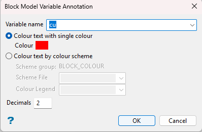 Dynamic Block Model Details (izquierda) y anotación del valor de cada bloque (derecha).