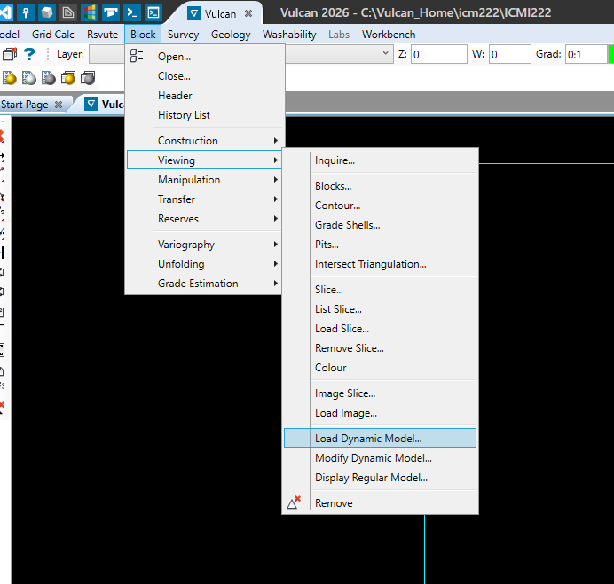 Block → Viewing → Load Dynamic Model.