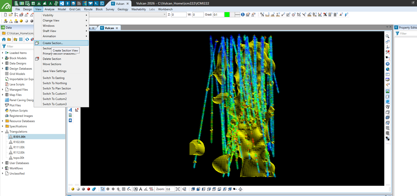 Compósitos y sólidos en 3D antes de crear la sección.
