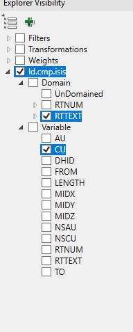 Explorer Visibility con CU y RTTEXT (izquierda) y menú Stats (derecha).