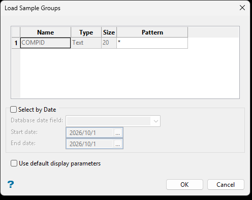 Geology → Sampling para quitar y volver a cargar (izquierda) y Load Sample Groups (derecha).
