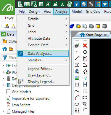 Menú Data Analyser